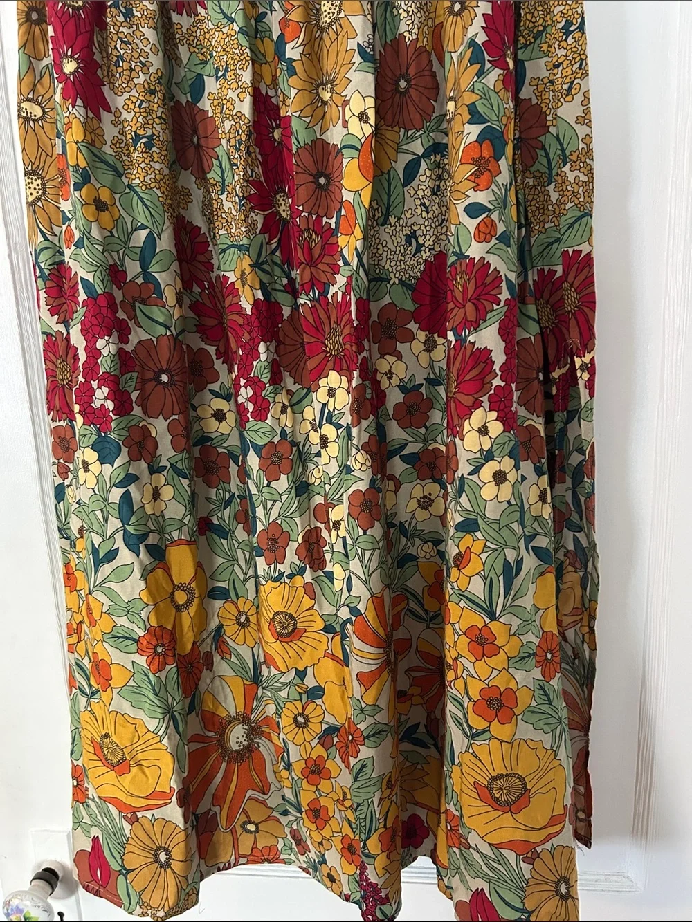 NATURAL LIFE Retro Floral Maxi Skirt in Red, Yellow & Green - Picture 5 of 12